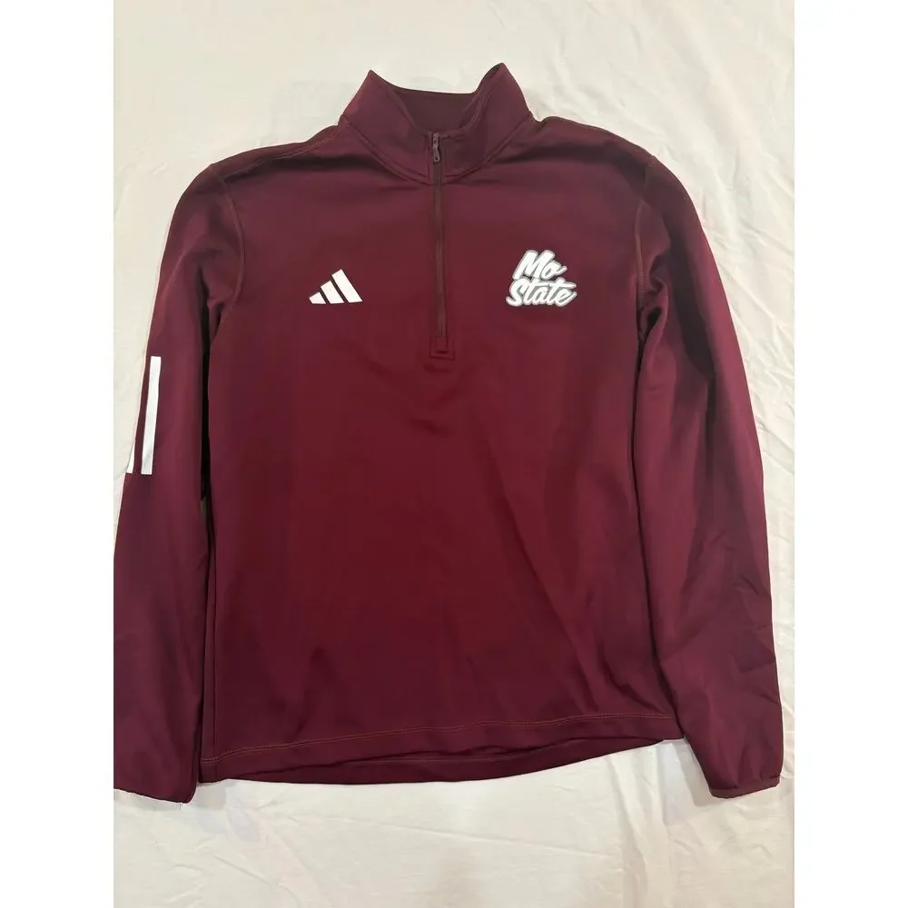 MO State Adidas Burgundy Quarter Zip Athletic Shirt Jacket